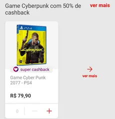 Americanas mercado - Cyber punk ps4 39,95 pelo ame