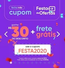 R$30 de desconto para compras acima de R$110