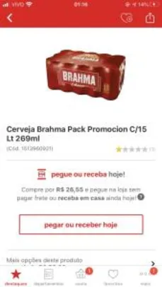 Cerveja Brahma Pack Promocion C/15 Lt 269ml R$27