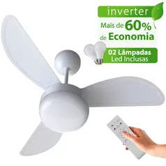 [APP] Ventilador de Teto Ventisol Fênix Branco Inverter Controle Remoto, 02 Lâmpadas Led Inclusas - Bivolt