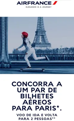 Promoção Air France - Responda o Quiz e Concorra a Passagens para Paris