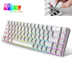 Teclado mecânico compacto 65% sem fio, 68 teclas, bluetooth