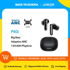 [Taxa inclusa/Moedas + Cupons] Anker-P40i Ruído Cancelando Fones De Ouvido Sem Fio, Auscultadores Bluetooth ANC, 60H Playtime, Soundcore 