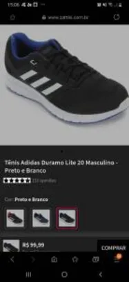 Tênis Adidas Duramo Lite 20 Masculino - Preto e Branco - R$99