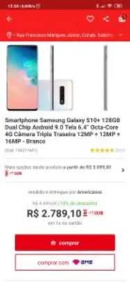 [R$ 2589 AME] Smartphone Samsung Galaxy S10+ 128GB