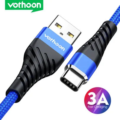 Cabo 0,50m 3A usb/tipo C | R$0,32