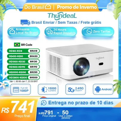 [Envio do Brasil] Projetor TD92 Pro Wi-Fi com Android e Espelhamento de Tela, 1920x1080p, roda 4k, 6500 Lumens