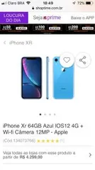 iPhone Xr 64GB Azul IOS12 4G + Wi-fi Câmera 12MP - Apple