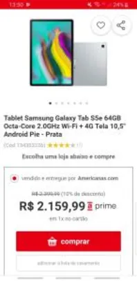 Tablet Samsung Galaxy Tab S5e - 64GB | R$1960