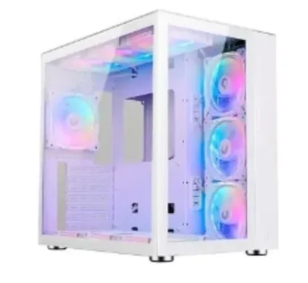 Gabinete Gamer Rise Mode Galaxy Glass Standard, Mid Tower, ARGB, ATX, Lateral e Frontal em Vidro, 10x Cooler Fan, Branco - RM-GA-GGSW-ARGB