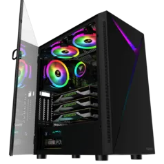 Gabinete Gamer Gamdias Argus E4 Elite, RGB, Mid Tower, Vidro Temperado, Black, Sem fonte, Sem Fan