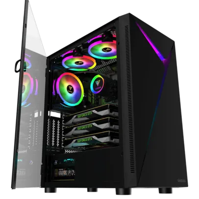 Gabinete Gamer Gamdias Argus E4 Elite, RGB, Mid Tower, Vidro Temperado, Black, Sem fonte, Sem Fan