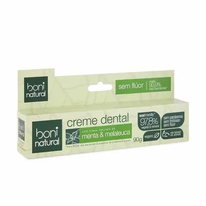 Creme Dental Boni Natural Menta E Melaleuca Sem Fluor 90g - PanVel Farmácias