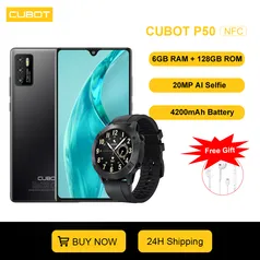 Cubot P50, 2022 novo Smartphone Android, 6GB RAM 128GB ROM(256GB expansível), Bateria 4200mAh,Tela d