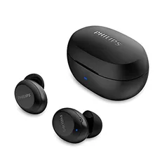 [Prime] PHILIPS Fone de ouvido sem fio TWS bluetooth com microfone e energia para 18 horas totais na cor preto, padrão, TAT1235BK/97