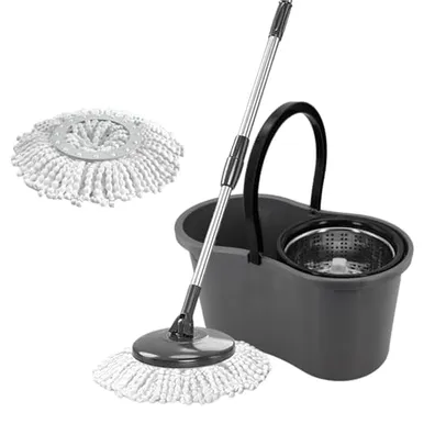 Balde Mop Limpeza 360 Giratorio Inox Esfregão Com 2 Refis