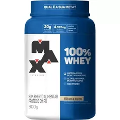 100% Whey Protein Max Titanium | High Protein | Auxilio na Formação de Músculos | Alta Quantidade de Aminoácidos (Cookies & Cream, 900g)