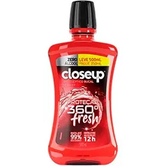 Enxaguante Bucal Antisséptico Zero Álcool Red Hot Closeup Proteção 360° Fresh Frasco Leve 500ml Pague 350ml, Close Up