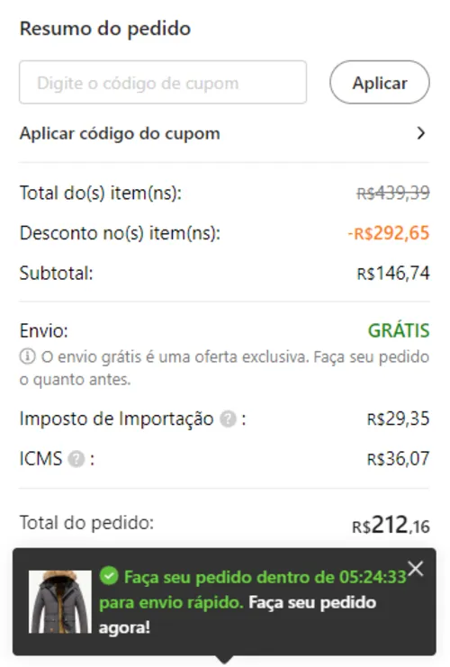 Imagem na descrição da promoção