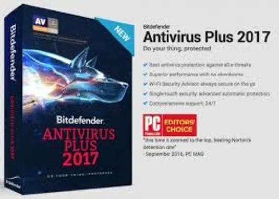 Bitdefender Antivirus Plus 2017, com atualizações gratuitas [para PC] por R$ 40