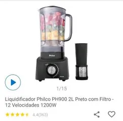 [CUPOM + MAGALUPAY] LIQUIDIFICADOR PHILCO PH900 2 L PRETO 1200W | R$75