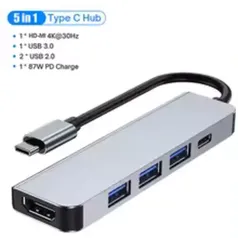 [Com Taxa] Hub USB-C 87W 4K compatível com Macbook - 6 in 1