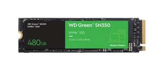 SSD WD Green PC SN350 480GB, PCIe, NVMe, Leitura: 2400MB/s, Escrita: 1650MB/s - WDS480G2G0C