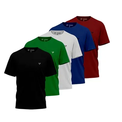 Kit 5 Camisas Camisetas Masculina Slim Voker Premium 100% Algodão