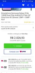 [R$1.885 AME] Smartphone Samsung Galaxy S10e 128GB | R$2.027