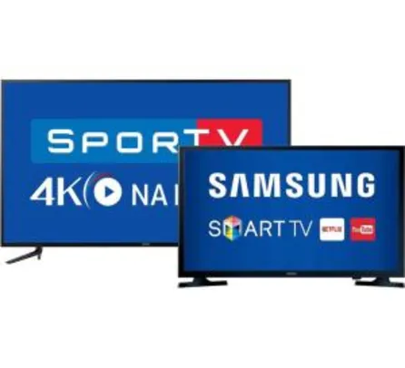 ￼Smart TV LED 58" Samsung 58mu6120 Ultra HD 4K com Conversor Digital Integrado 3 HDMI 2 USB Wi-Fi Smart Tizen + Smart TV LED 32" 32J4300 HD com Conversor Digital 2 HDMI 1 USB Wi-Fi - Samsung - R$ 3800