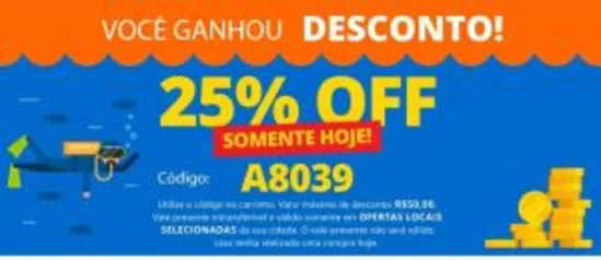 25% OFF em compras no Peixe Urbano