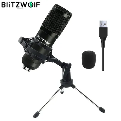 BlitzWolf BW-CM USB 48KHZ/24Bit Condenser Recording Microphone | R$ 185