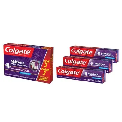 Creme Dental Colgate Máxima Proteção Anticáries mais Neutraçúcar 70g 3 Unidades