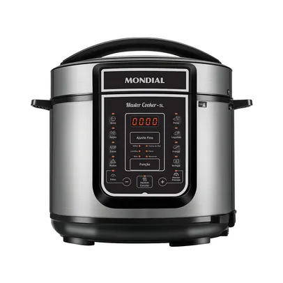 Panela de Pressão Elétrica Mondial 5L em Aço Inox Preta Master Cooker Revestimento Antiaderente PE-38 220V