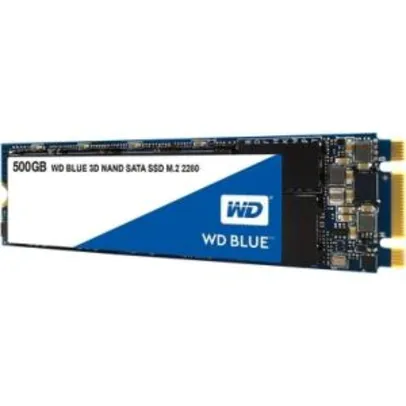 SSD WD Blue M.2 2280 500GB Leituras: 560MB/s e Gravações: 530MB/s - WDS500G2B0B - R$519