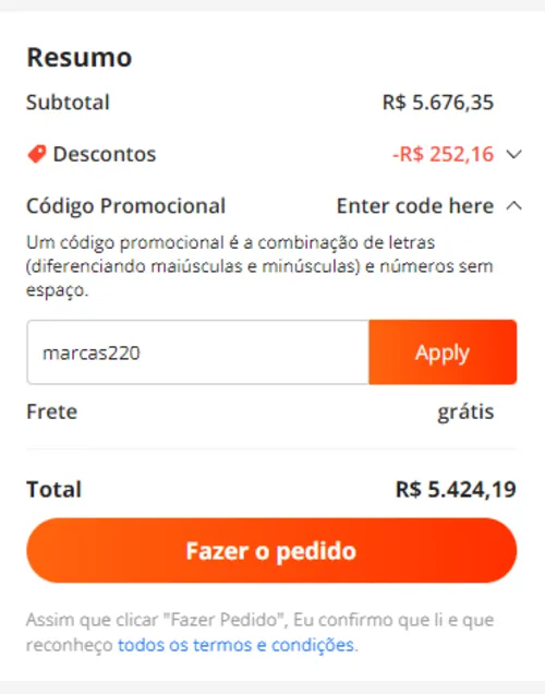 Imagem na descrição da promoção