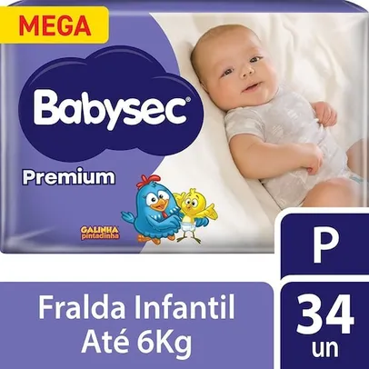 Fralda Babysec Galinha Pintadinha Premium Tamanho P 34 unidades