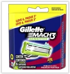 Carga de Barbear Gillette Mach3 Sensitive Barcelona 6 Unidades por R$ 25