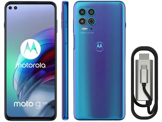 Smartphone Motorola Moto G100 e Cabo USB-C/HDMI - 256GB 12GB RAM 6,7” | R$2642