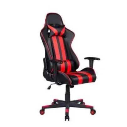 Cadeira Gamer Giratória Reclinável Preta e Vermelha Nite - at.home | R$540