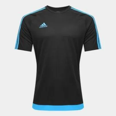 Camisa Adidas Estro 15 Masculina - Preto e Azul Turquesa - R$38,49