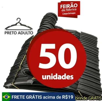 Kit 50 Cabides Organizador para Roupas Adulto - 