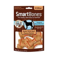 Osso Smartbones Mini Sabor Manteiga de Amendoim para Cães