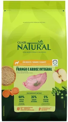 Ração Guabi Natural Frango e Arroz Integral para Cães Adultos Raças Grande e Gigante 12Kg