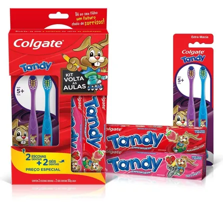 [PRIME] Kit 2x Escova e 2x Gel Dental Infantil Colgate Tandy - 4 unidades | R$18