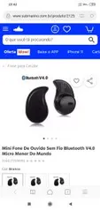 Mini Fone De Ouvido Sem Fio Bluetooth V4.0 Micro Menor Do Mundo