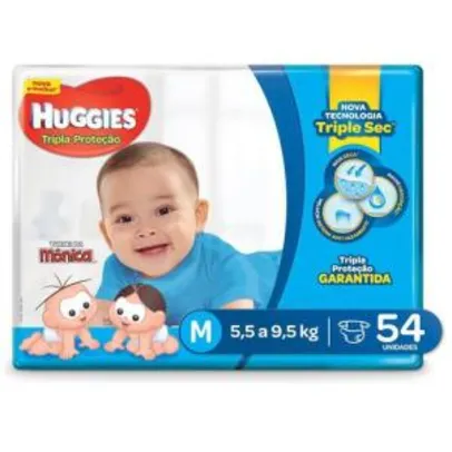 Fraldas Huggies Turma da Mônica Tripla Proteção Mega M - Kit com162 Unidades