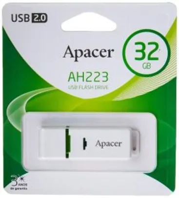 [Prime] Pen Drive 32Gb Usb2.0 Ah223 Branco Apacer, APACER R$25