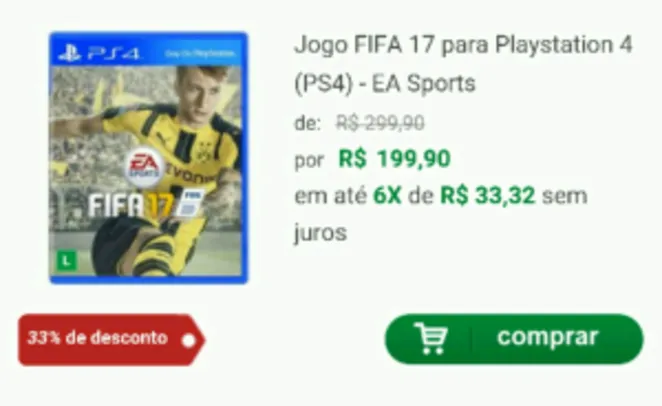 [Clube do Ricardo] Jogo FIFA 17 para 360/One/PS4/PS3 a partir de R$ 160