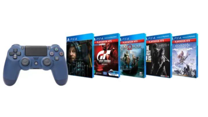 Controle para PS4 sem Fio Dualshock - Midnight Blue + 5 Jogos de PS4